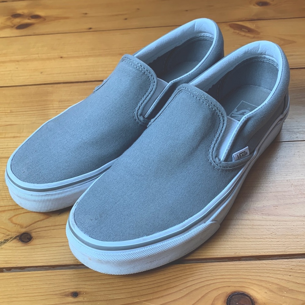 grey slip on vans